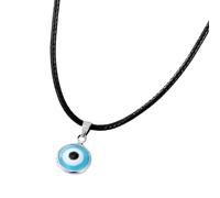 Collana malocchio per donne e ragazze, ciondolo in argento sterling 925 blu mare profondo con girocollo in vetro turco, oro,