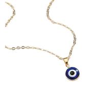 Collana malocchio per donne e ragazze, ciondolo in argento sterling 925 blu mare profondo con girocollo in vetro turco, oro,