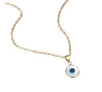 Collana malocchio per donne e ragazze, ciondolo in argento sterling 925 blu mare profondo con girocollo in vetro turco, oro,