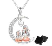 Collana Mamma e Figlia Acciaio Inossidabile di Alta Qualità, Regalo Elegante per Donna,Gioiello con Scatola Regalo, Ideale per Natale,Compleanno,Anniversario,Festa della Madre