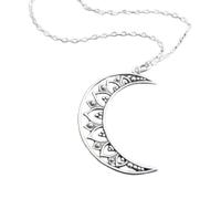 Collana mandala a forma di mezzaluna in argento sterling 925. Intricato petalo di fiore. Ciondolo con cielo notturno e universo, gioielli bohémien, spirituali e yoga | con catena da 18 pollici |