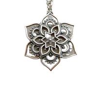 Collana mandala di loto in argento sterling 925 con ciondolo a forma di piccolo petalo traforato, ciondolo universo zen, gioielli bohémien, spirituali, yoga | con catena da 18 pollici | placcato