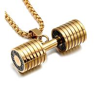 Collana manubri Titanio Acciaio Fitness Sollevamento Pesi bilanciere Manubrio Ciondolo Collana Bodybuilding Gioielli Oro Argento Nero