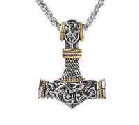 Collana Martello di Thor, Mjolnir Ciondolo Vichingo in Acciaio Inossidabile, Regalo per Uomo