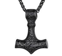 Collana Martello Thor, Mjolnir Ciondolo Vichingo in Acciaio Inossidabile, Regalo per Uomo