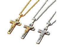 Collana Maschile Catena in Acciaio Inossidabile Cross's Cross Gesù per Unisex,