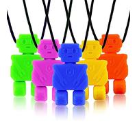 Collana masticabile,5 Pezzi Collana Da Masticre Sensoriale,Silicone Collana Dentizione,Per Bambini Con ADHD,Dentizione,Autismo,Bisogni Mordaci（robot）