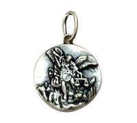 Collana Medaglia San Michele Anticata in Argento 925, con Astuccio | Arcangelo Michele, protezione spirituale, catena in argento 45 cm inclusa, regalo comunione o cresima