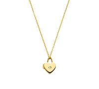 Collana Medaglione Heartbeat PURELEI® (oro), Collana donna in acciaio inossidabile e resistente, Collana con ciondolo a cuore e pietra, waterproof, lunghezza 40/45 cm