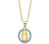 Collana Medaglione Madonna - Oro / Blu