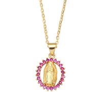 Collana Medaglione Madonna - Oro / Rosa