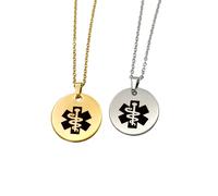 Collana Medica Personalizzata Per Donne Ciondolo Rotondo Charm UK Halo