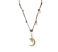 Collana Mezzaluna con Pendente Stella e Catena Lunga Boho per Donna