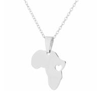 Collana minimalista con ciondolo a forma di mappa africana in acciaio inox, ciondolo personalizzato con mappa africana, continente patria, scava fuori cuore, catena regolabile, per uomini e donne