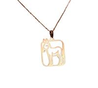 Collana minimalista con ciondolo a forma rettangolare a forma di asino in argento sterling 925 con catena a maglia fine da 45 cm e ciondolo placcato oro. Gioiello ricco di significato |LKD_3DM_00715