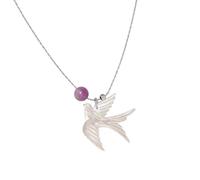 Collana minimalista con perline a forma di rondine di uccello, stile contemporaneo, ispirato alla cinese, leggera, in lega di resina, alla moda, anallergica, gioiello cinese moderno, Misura unica