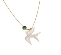 Collana minimalista con perline a forma di rondine di uccello, stile contemporaneo, ispirato alla cinese, leggera, in lega di resina, alla moda, anallergica, gioiello cinese moderno, Misura unica