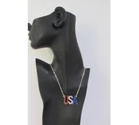 Collana Moda Con Ciondolo Charm In Metallo Argento Con Catena USA Gioielli Bling