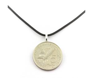 Collana Moneta Francia 5 Franchi Voltaire. Cordino Nero