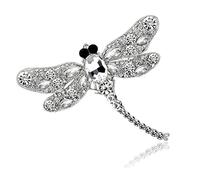 Collana multicolore a forma di libellula con ali di cristallo austriaco e strass, Metallo Pietra, na