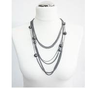 Collana Multifilo,catena di Palline da donna, Elegante Cerimonia Nero - Argento