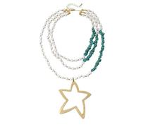 Collana multistrato con perline a forma di stella, accessorio semplice ma drammatico, versatile e molto elegante