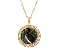 Collana nera con ciondolo a forma di cicogna da donna, regolabile, idea regalo per mamma, moglie, fidanzata, Misura unica, Metallo