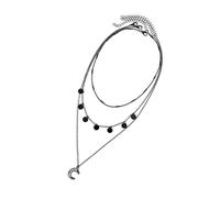 Collana nera con luna/stella gotica con nappe per donne alla ricerca di accessori unici collana con ciondolo a forma di luna, Misura unica, come descritto, come descritto