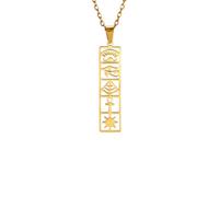 Collana neutra Pendente Egiziano Ankh Geroglifici Collana, Occhio di Horus Catena di collo, Antico Egitto cartiglio Gioielli per le donne e gli uomini Gioielli regolabili Regalo Regali di compleanno