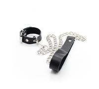 Collana ohmama restraint in pelle e catena metallica