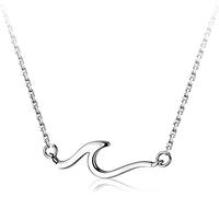 Collana Onda dell'Oceano per Donne Ragazze Ragazzi Argento 925 Linea Minimalista Ciondolo Collana Girocollo Catena Regolabile 18" Sea Beach Gioielli Estivi Regalo per Amante