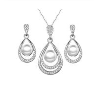 Collana orecchini perla set due pezzi festa di nozze donne sposate accessori Durevole robusto e conveniente