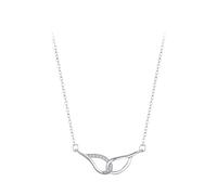 Collana Oro 14K Donna, Collane Lunghe Eleganti Bianco Moissanite Ciondolo Catenina Gioielli 585 Oro Bianco Ala D'Angelo Mobius 40+5cm