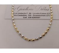 COLLANA ORO 18 KT 750% Giallo Bianco COLLIER Maglia Bicolor Girocollo Uomo Donna