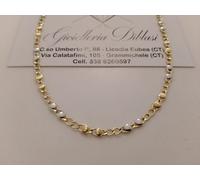 COLLANA ORO 18 KT 750% Giallo Bianco COLLIER Maglia CATENA Girocollo Uomo Donna