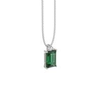 Collana Oro 18 kt Donna Smeraldo Con Diamanti in Oro Bianco Gioielleria Firenze