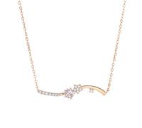 Collana Oro 18K Donna, Collana Lunga Moda Bianco Moissanite Ciondolo Catenina Gioielli Oro Rosa 750 Meteora 40+5cm