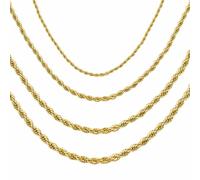 Collana Oro 24 Carati Placcata Collana A Corda Donna Uomo 2,3,4,5 Mm K6067D
