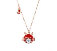 Collana Oro 9K Donna, Collana Lunga Elegante Bianco Moissanite Ciondolo Catenina Gioielli 375 Oro Rosa Cuore di Drago 40+5cm