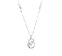 Collana Oro Bianco Donna 9K, Collana Lunga Elegante Blu Topazio Ciondolo Catenina Gioielli con Moissanite Fiori di Ramo Oro Bianco 40+5cm