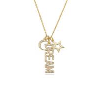 Collana Oro Donna 14K Vero, Collana Lunga Moda Bianco Moissanite Ciondolo Catenina Gioielli 585 Oro Giallo Sogno 40+5cm