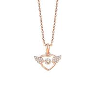 Collana Oro Donna 14K Vero, Collana Lunga Moda Bianco Moissanite Ciondolo Catenina Gioielli 585 Oro Rosa Ali D'Angelo A Forma di Cuore 40+5cm