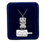 Collana Orsetto con Perline Catenina pl. oro Bianco 18k con Cristalli Zirconi