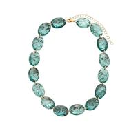 Collana ovale verde - vintage e catena collare geometrica di resina di nicchia - di moda e semplice nello stile - infonde un senso di sofisticazione ed eleganza