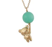 Collana Palloncino Rilakkuma Argento 925 Charm Amazzonite Oro Rosa Giappone C...