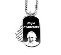 Collana Papa Francesco Uomo Donna - Acciaio Inossidabile - Medaglietta con Preghiera Benedetta - Ciondolo Religioso Cattolico - Idea Regalo Spirituale - cll1345