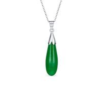 Collana Pendente A Goccia Allungata Classica Semplice Con Pietre Preziose Semipreziose Nere Blu Verdi Come Turchese Onice E Giada Gioiello Occidentale Placcato In Oro 14 Carati E Argento Sterling .925