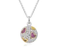 COLLANA PENDENTE CHIAMA ANGELI IN ARGENTO CON ZIRCONI BIANCHI E ROSSI SFA139 LUNGHEZZA 90 CM DIAMETRO SFERA 1,8 CM