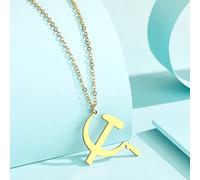 Collana Pendente Gioielli Moda Semplice Ragazza Regalo Festa della Mamma Ciondolo Falce e Martello sulla Catena a Sfera da Uomo o Collana da Donna