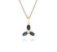 Collana Pendente Marquise In Zaffiro Floreale In Oro Giallo 9 Carati